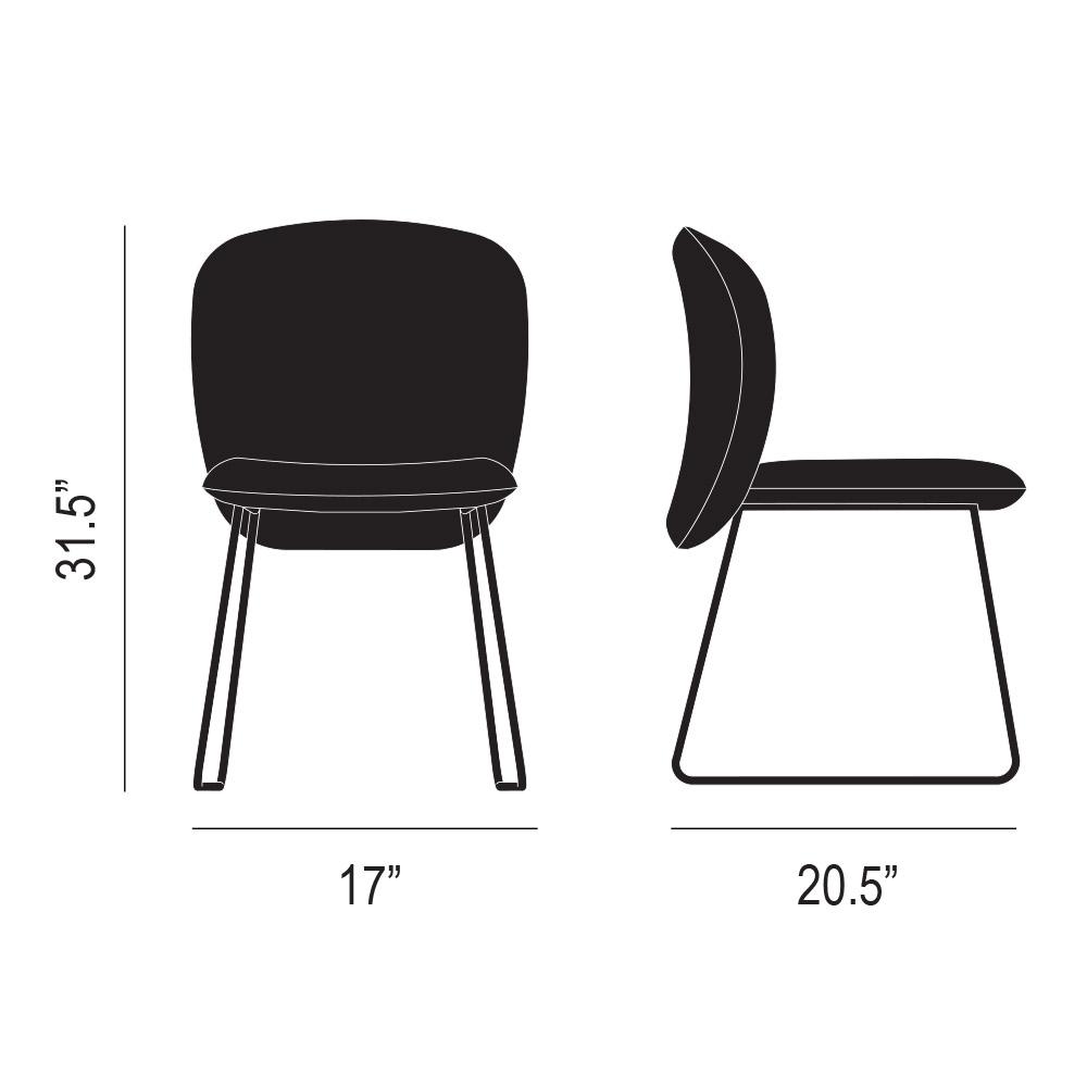Petal Dining Chair Sled Base Product Silhouette